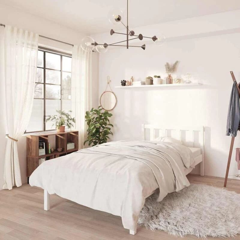 VIDAXL Bed Frame without Mattress White Solid Wood Small Single Vidaxl 810043