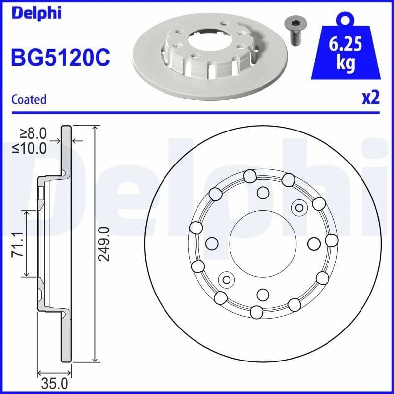DELPHI Brake disc DELPHI BG5120C