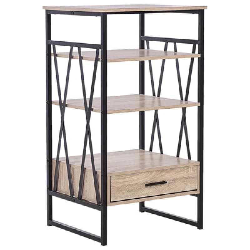 Beliani 3 Tier Shelving Unit Keene 101cm Light Brown
