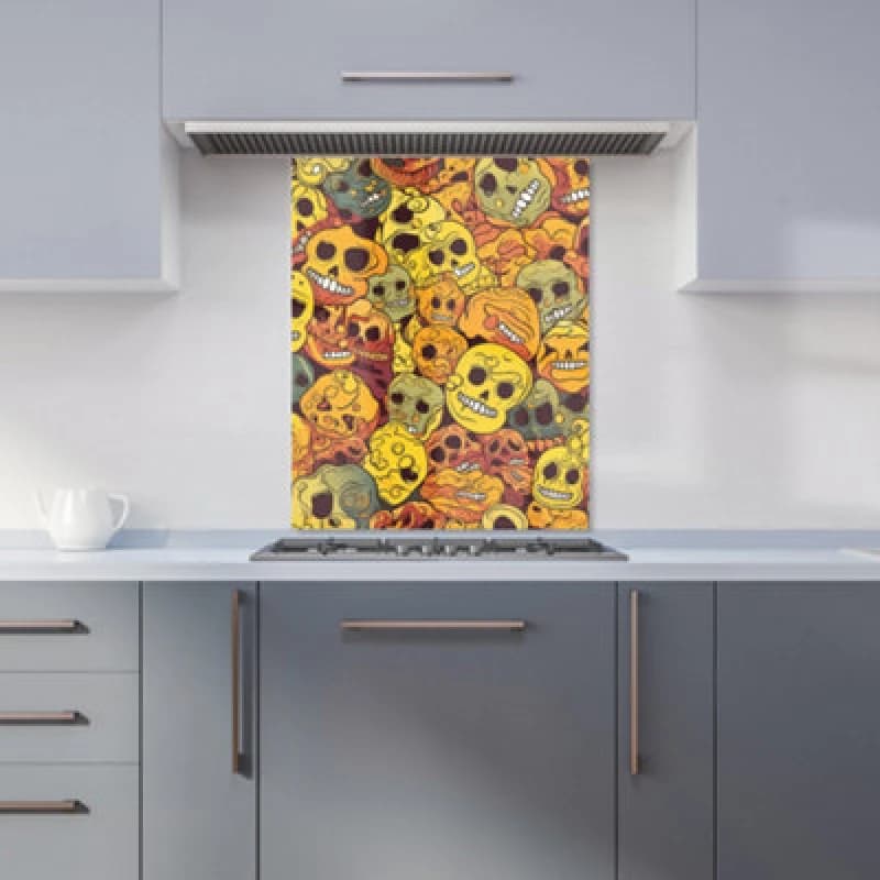 Warren Reed Designer Autumnal Skulls Pattern Kitchen Splashback