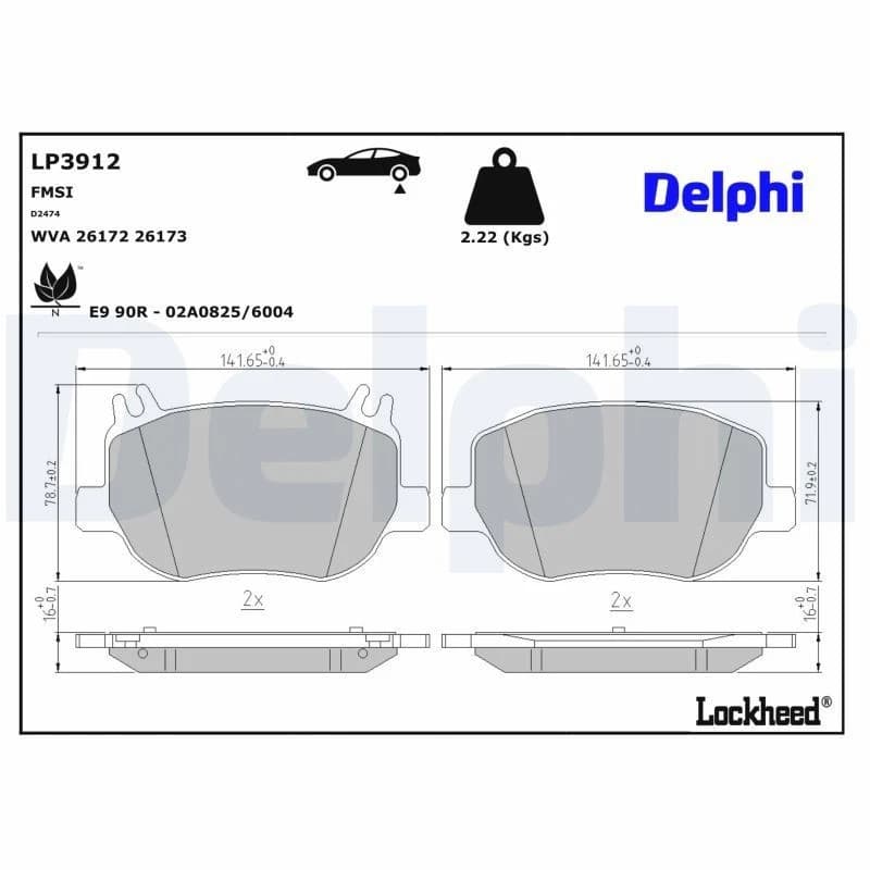DELPHI Brake pad set DELPHI LP3912