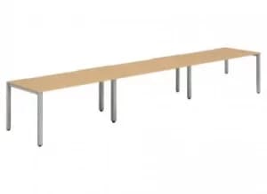 Single Silver Frame Bench Desk 1200 Beech (3 Pod)