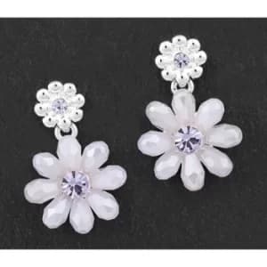 Boho Chic Silver Plated Flower Earrings Purple