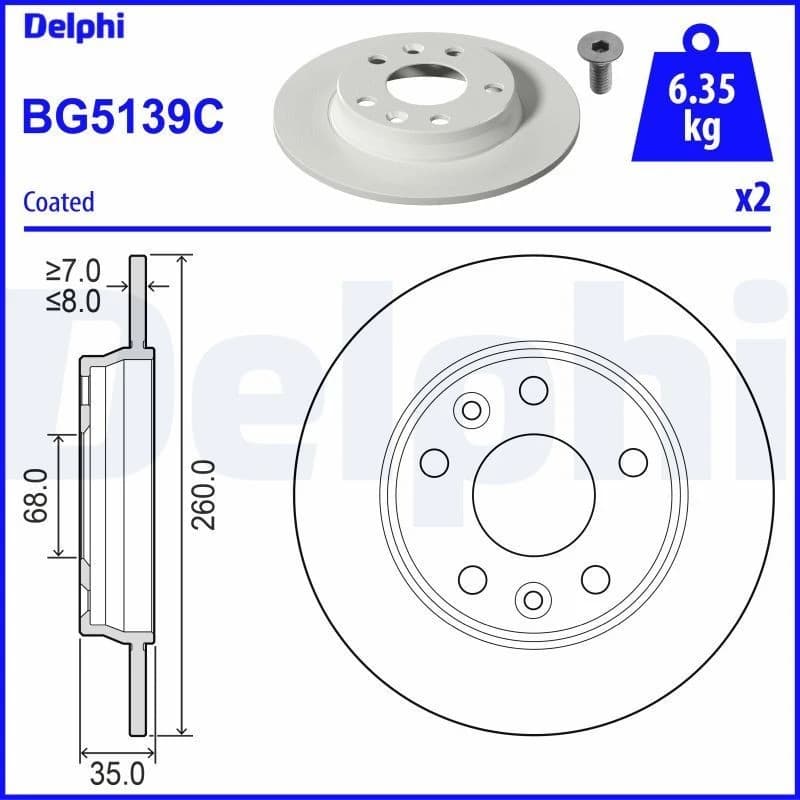 DELPHI Brake disc DELPHI BG5139C