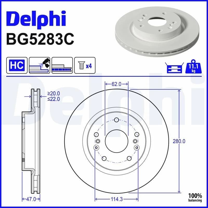 DELPHI Brake disc DELPHI BG5283C