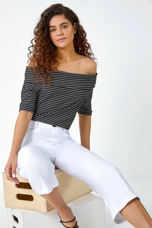 Roman Cropped Stretch Culotte White