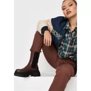 Missguided Chunky sole panelled side ankle boot - Brown