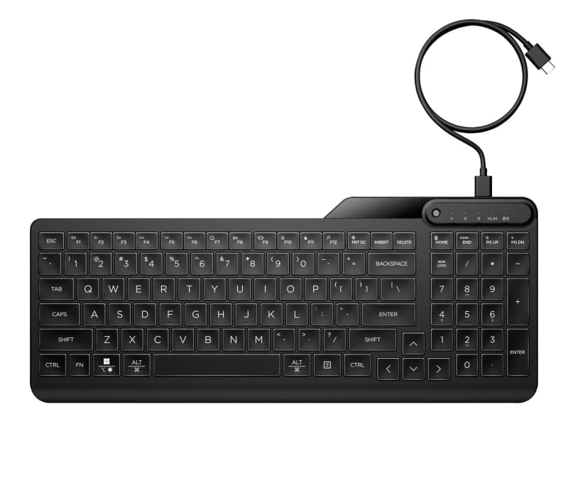 HP 405 Multi-Device Backlit Wired Keyboard 7N7C1AA