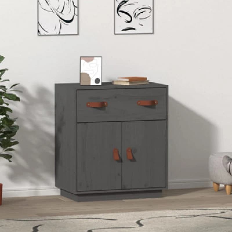 vidaXL Sideboard Grey 65.5x40x75cm Solid Wood Pine, Grey 820129