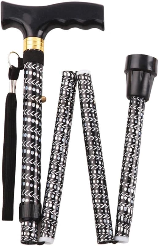 Aidapt Extendable Plastic Handled Walking Stick with Engraved Pattern Black Black
