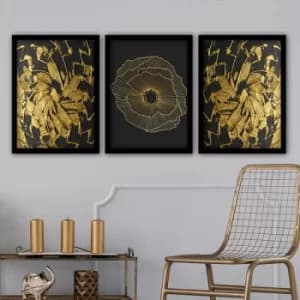 3SC53 Multicolor Decorative Framed Painting (3 Pieces)