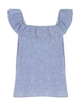 Mint Velvet Blue Chambray Bow Back Top, Blue, Size S, Women
