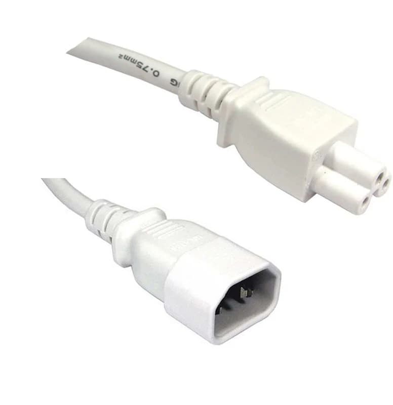 FDL 2M IEC C14 PLUG TO C5 (CLOVER LEAF) SOCKET CABLE - WHITE