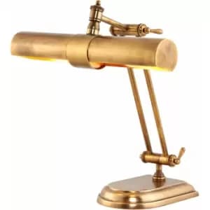 Solid Brass Adjustable Antique Table Lamp Task Light - Twin LED Bulb - Vintage