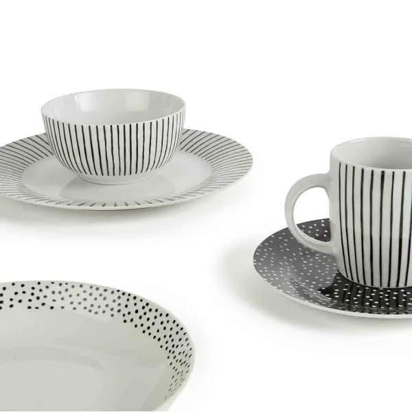 Waterside 20Pc Betsy Black & White Dinner Set 6255