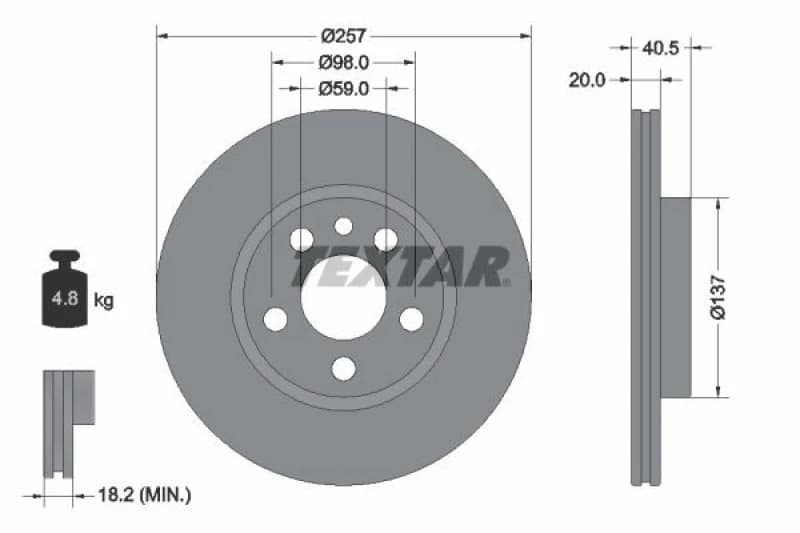 Brake disc TEXTAR 92088003