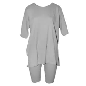 Forever Dreaming Womens/Ladies Oversized Tee Pyjama Set (S) (Grey)