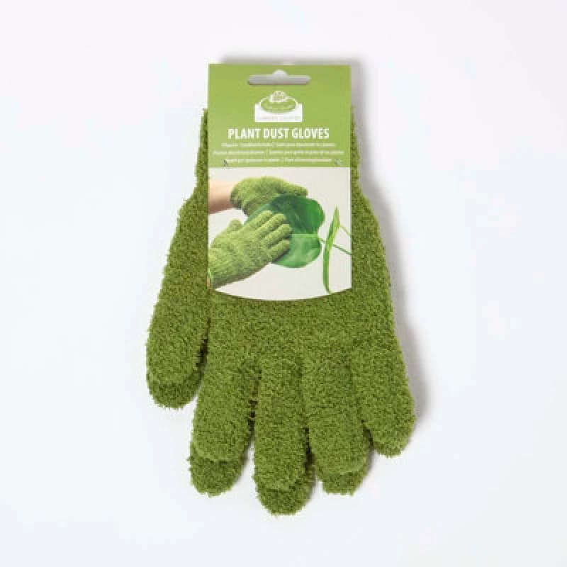 Homescapes Microfibre Dusting Gloves for Artificial Plants, Green Green