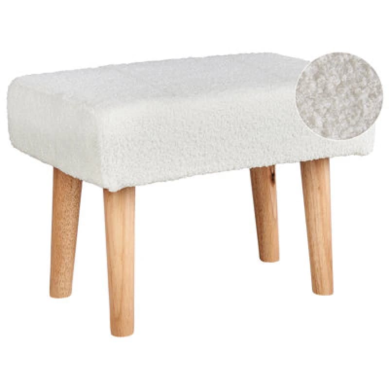 Beliani Modern Boucle Footstool White Takoma