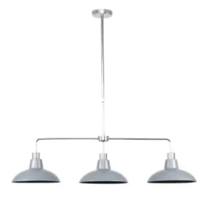Huckleberry Chrome 3 Way Over Table Light with Silver Shades