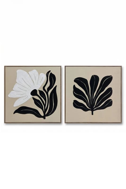 Homescapes Embossed Frame Wall Art, 60 x 60cm, Set of 2 in Black Size: 60 x 60cm Black Unisex 60 x 60 cm