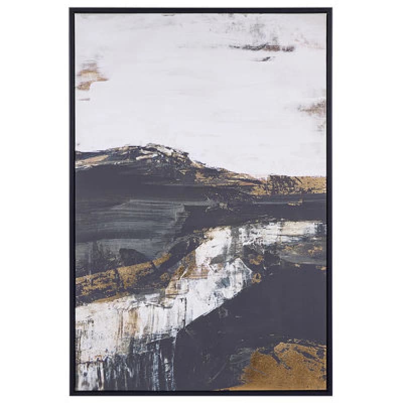 Beliani Canvas Statte Abstract Motif 63 X 93cm Black