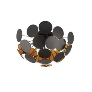 Discus 3 Light Black, Gold Semi-Flush Lamp