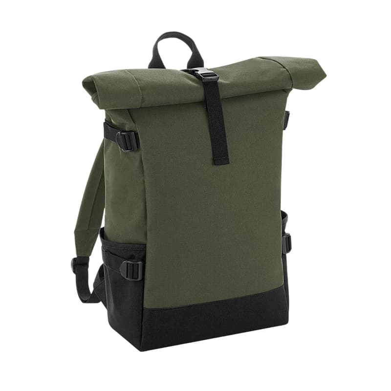 Bagbase Mens Block Roll Top Backpack in Olive Olive Male