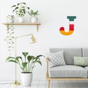 Alphabet J 2 Multicolor Decorative Wooden Wall Accessory