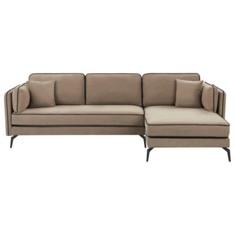 Beliani Corner Sofa 3 Seater Altan Fabric Light Brown Left Hand