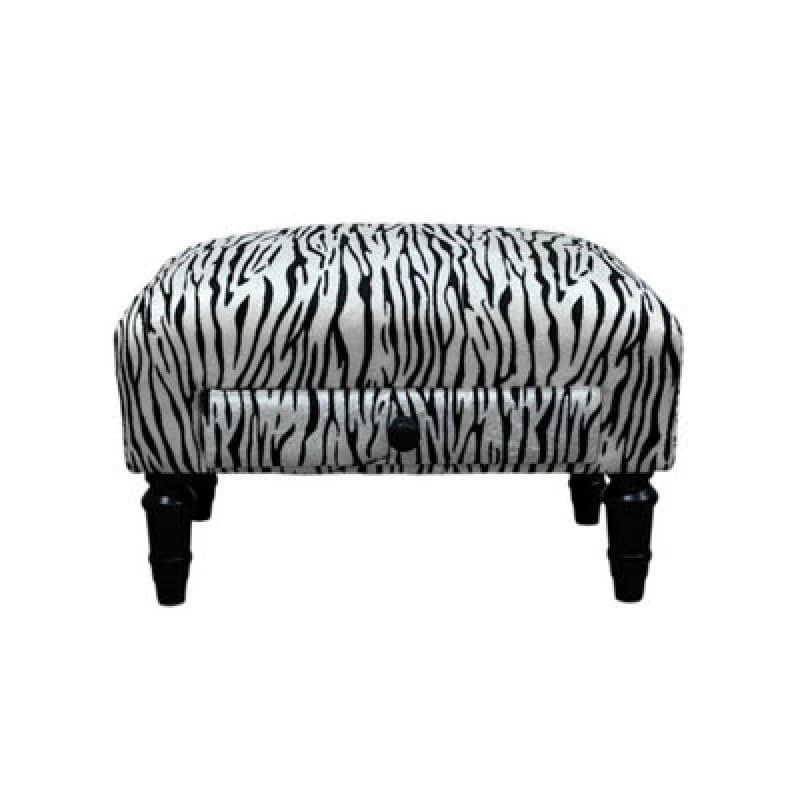 MSL White TIGER FABRIC FOOTSTOOL WITH DRAWER