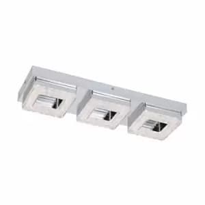 Eglo Contemporary Crystal And Chrome Square 3-Light Ceiling Fitting
