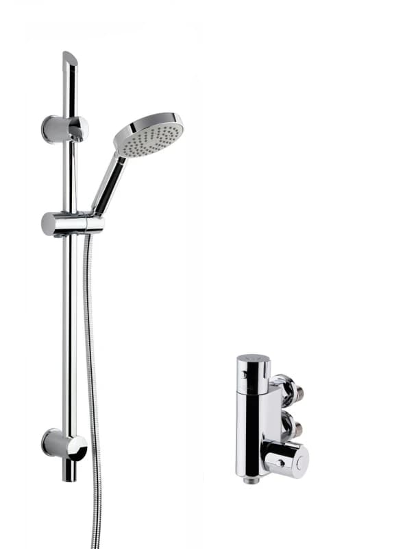 Balterley Thermostatic Vertical Bar Valve Single Function Handset Slider Rail Silver unisex