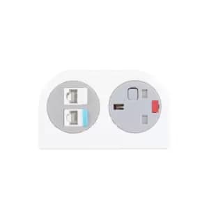 Phase multi-surface power module 1 x UK socket, 2 x RJ45 sockets - black
