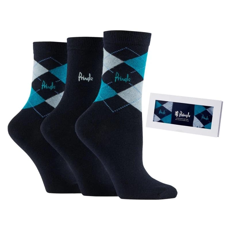 Pringle 3 Pack Socks - Blue Blue One Size