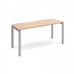 Adapt II Starter Unit Single 1600mm x 600mm - Silver Frame Beech top