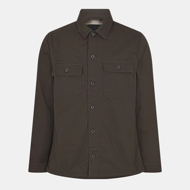 Threadbare 'Grande' Check Lined Cotton Shacket Chocolate