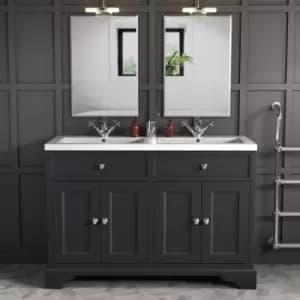 1200mm Grey Freestanding Double Vanity Unit with Sink - Burford
