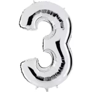 Number 3 Balloon Silver 40"