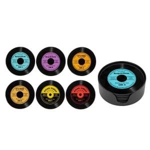 Record Coasters Round Set of 6