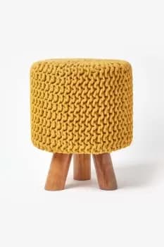 Tall Cotton Knitted Footstool on Legs