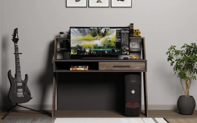 Decorotika Soho Computer Desk Anthracite Wenge