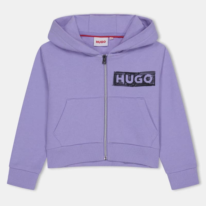 HUGO Zipped Logo Hoodie Junior Girls - Purple Purple 6 - 7 Years