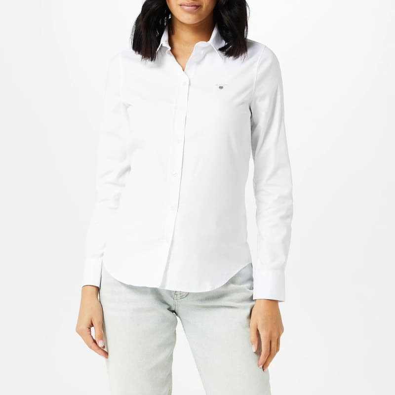 Gant Stretch Oxford Shirt - White White 16
