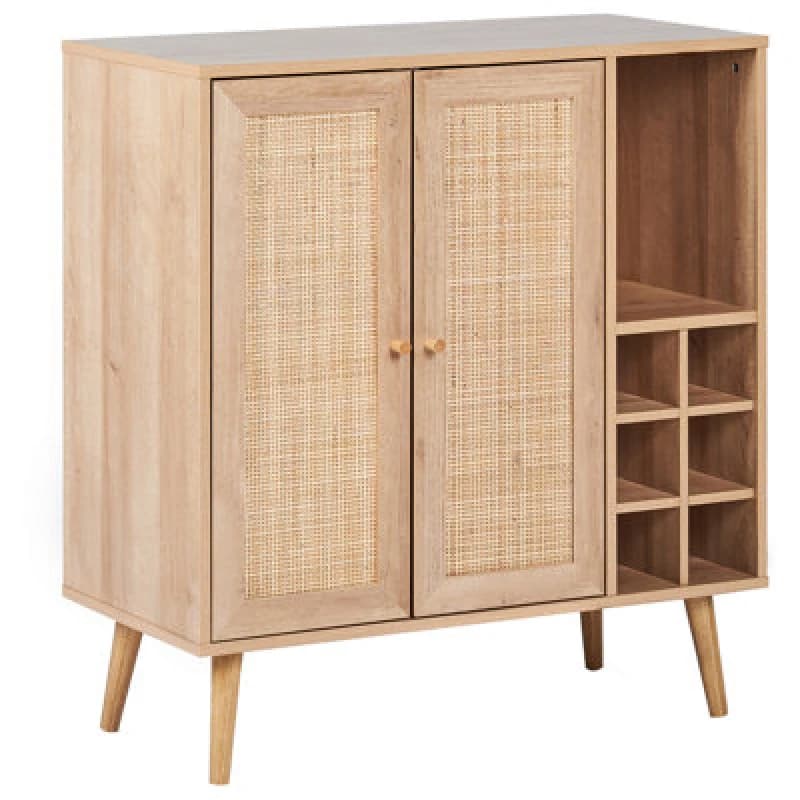 Beliani Wine Cabinet Paget Light Brown