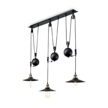Up And Down 3 Light Adjustable Ceiling Pendant Bar Black, E27