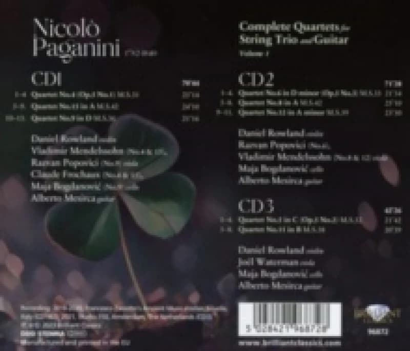 Paganini: Complete Quartets for String Trio and Guitar CD / Box Set