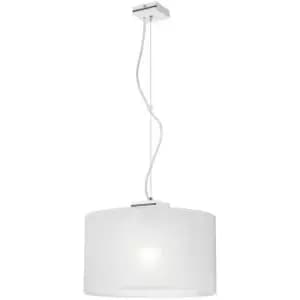 Sofia Cylindrical Pendant Ceiling Light With Fabric Shade, White, 1x E27