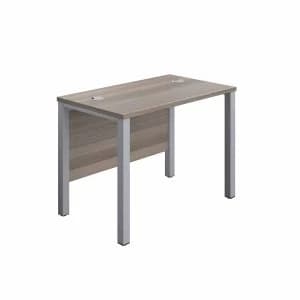 TC Office Silver Goal Post Rectangular Desk 100cm, Grey Oak effect