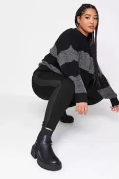 Faux Leather Side Stripe Leggings